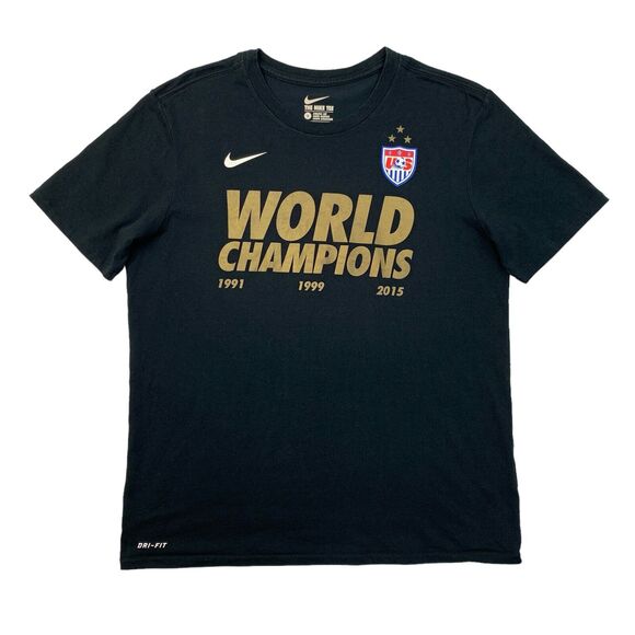 Nike Team USA Womens World Cup Soccer Champions T Shirt Mens L Black Dri Fit Tee - Picture 1 of 11